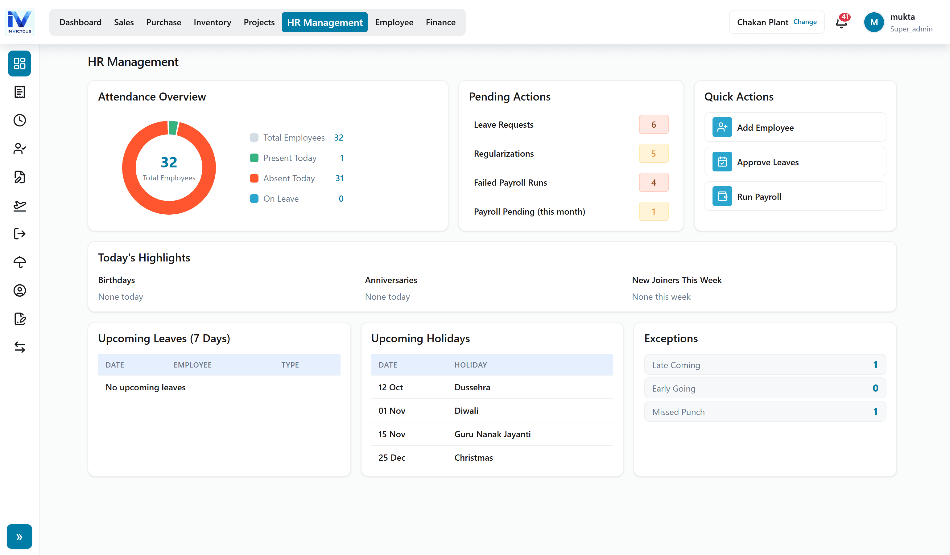 HR & Payroll module in Invictous